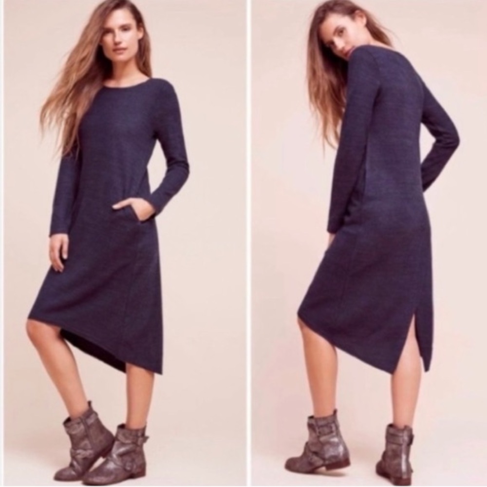 Anthropologie Moth Navy Long Sleeve Sweater Crossback Dress